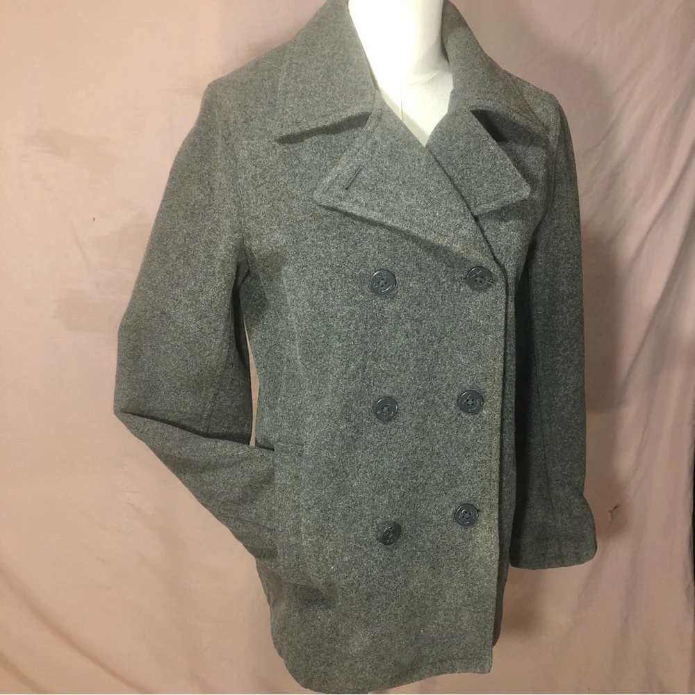 Wool Blend Gray Peacoat
